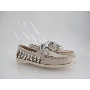 Sperry Top Sider A/O Haven Boat Shoe Size 6 Women's Beige Silver Leather Loafers